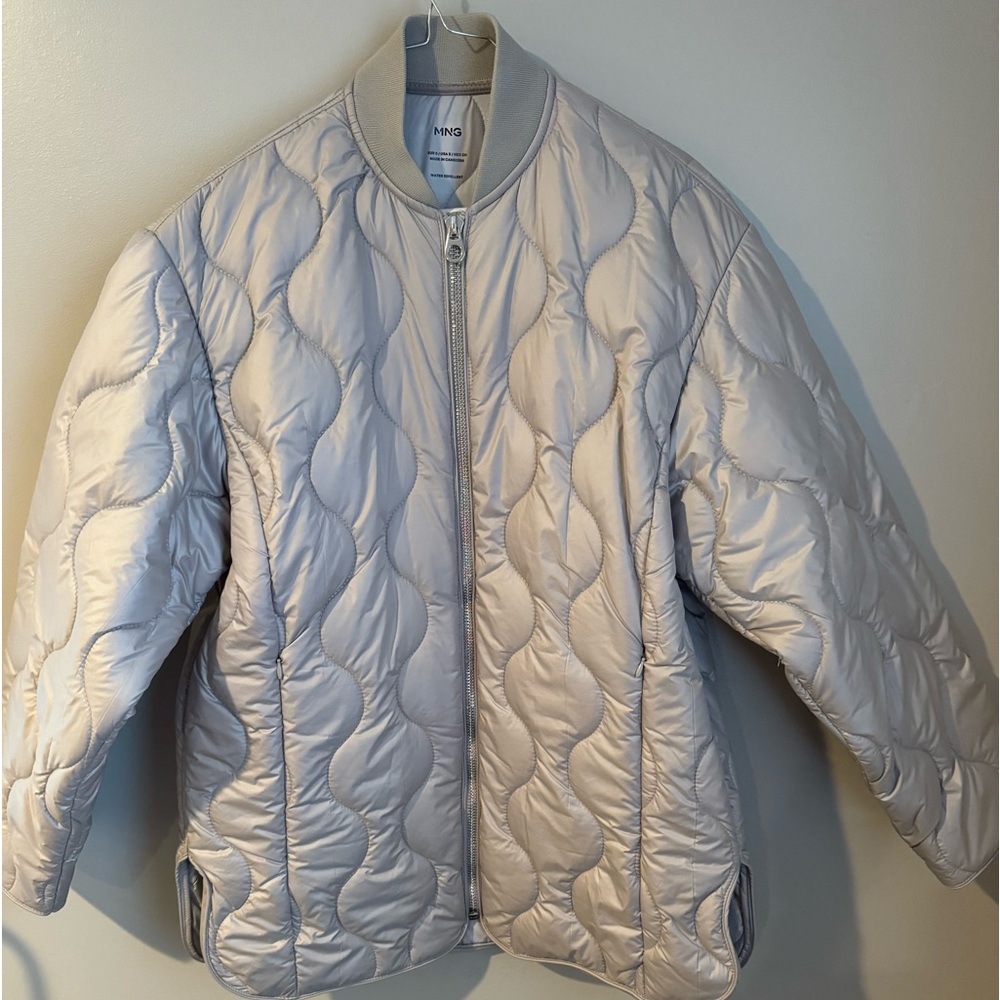 Mango Quilted Silver Puffer Coat